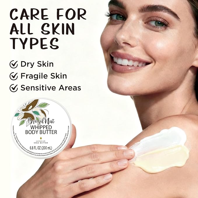 Embleaf Brazil Nut Whipped Body Butter, Shea Body Butter for Women Dry Skin, Natural Brazil Nut Lotion for Body Moisturizer-Deep Moisturizing and Softening-6.8 floz(200ml)