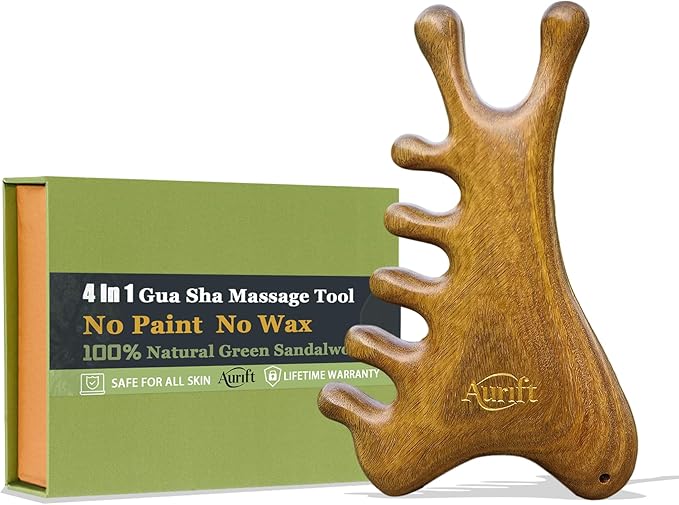 Aurift Mother’s Day Gift for Mom – Face Roller & Gua Sha Facial Tool in Premium Box – Wooden Face Massage Tool for Relaxation & Self Care, Stress Relief Gift for Women & Her