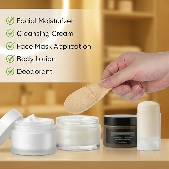HJZHII 8 Pcs Deodorant Cream Applicators, Portable Face Applicator Bamboo Face Mask Spatula Multi-functional Beauty Spa Mini Spoon Makeup Beauty Tools Set for Deodorant Cream Cosmetic Mask Mud Clay
