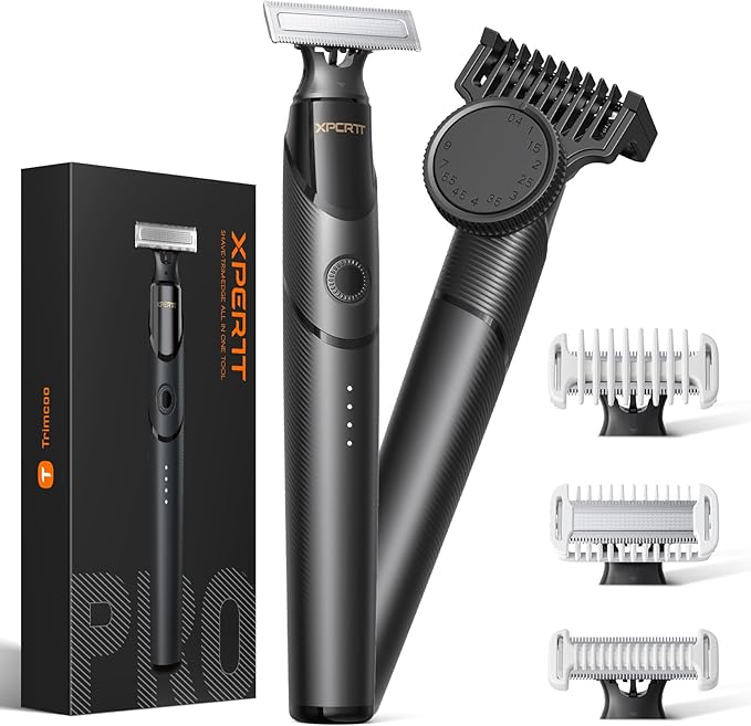 Trimcoo Men's Electic Beard Trimmer with 12-in-1 Rotating Combs - Professional Precision Styling,Magnetic Snap Blade, Wet/Dry Use, USB-C Fast Charge, Travel Friendly - Ideal for All Beard Styles