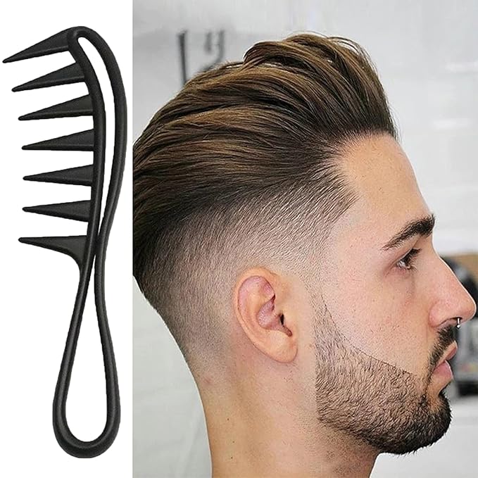 joaoxoko 2 Pcs Wide Tooth Comb, Large Tooth Curl Comb Shark Teeth Hair Hairstyle Tool for Curly Wet Wavy Thick Hair Wigs Barber Salon, Women Men