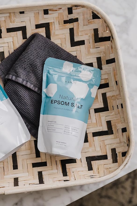Kanjo Natural Epsom Salt - 100% Pure Magnesium Sulfate USP Bath Salt - Soak for Muscles, Feet & Joints - Unscented - 16oz Bag