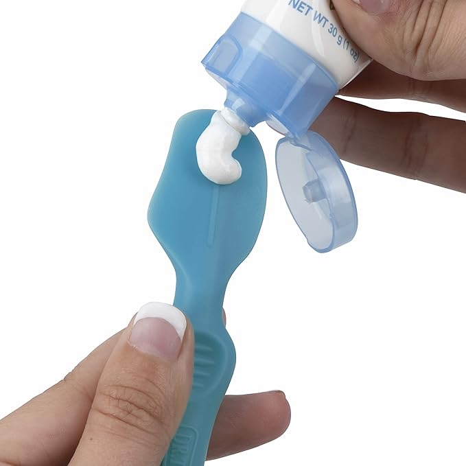 Dr. Talbot's Diaper Cream Brush for Babies - Diaper Rash Cream Applicator with Suction Base and Hygienic Case - Full Size - Aqua Blue