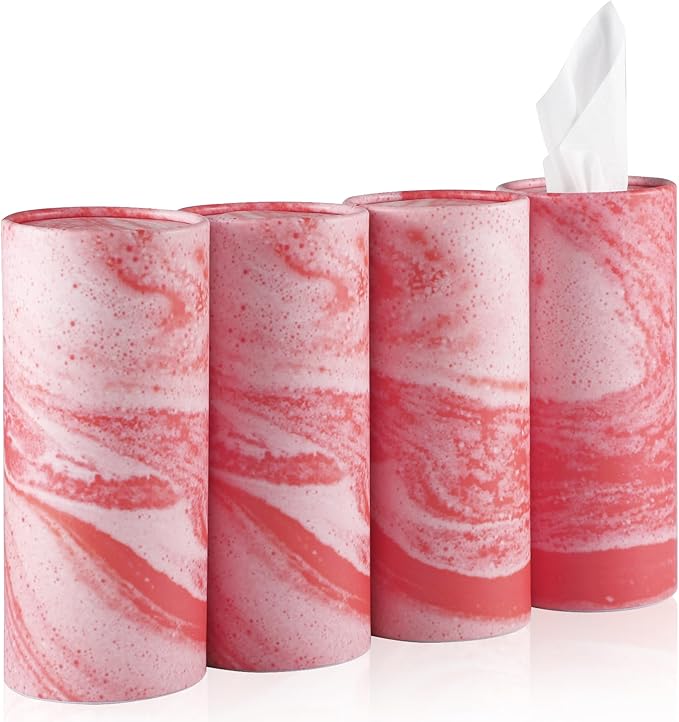 SINGARO Car Tissue Holder, 4 Pack Car Cup Holder Facial Tissues with Travel Tissue Bag, Quick and Convenient Flower Combination Car Tissue Box(4 Canisters/200 Tissues) Orange