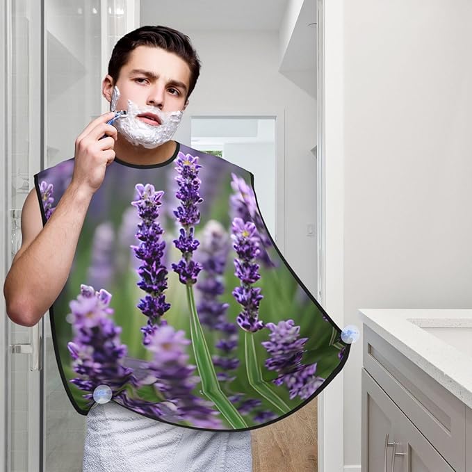 Purple Rose And Skull Print Beard Bib Shaving Apron, Beard Hair Trimming Cape Gift For Dad
