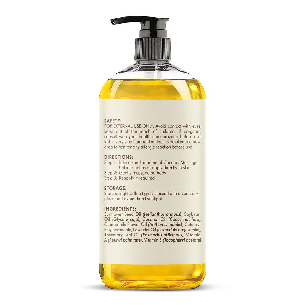Majestic Pure Coconut Massage Oil, Moisturizing Body Oil, 8 Fl Oz