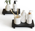 ZGO Small Counter Set of 2, Decorative Vanity Tray for Bathroom & Kitchen, Wooden Soap Holder, Black