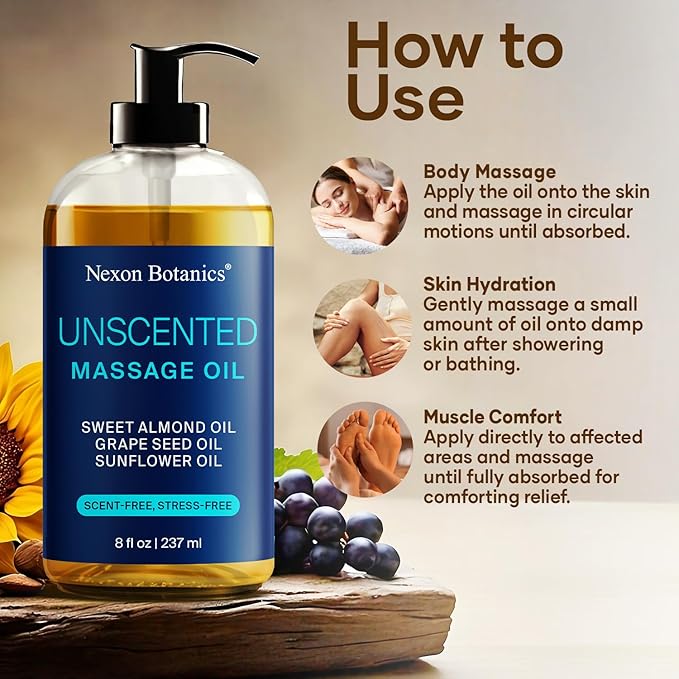 Unscented Massage Oil for Massage Therapy & Gua Sha 8 fl oz