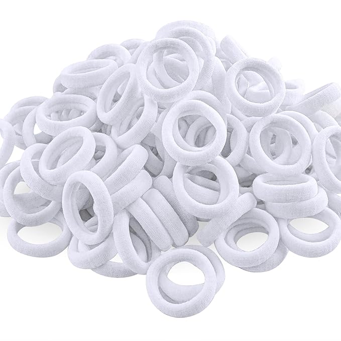 QRTVI 120 Pcs Baby Hair Ties, Cotton Toddler Hair Ties for Girls and Kids, Multicolor Small Seamless Hair Bands Elastic Ponytail Holders (White)