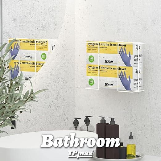 XL Gloves Box Facial Tissue Box Holder,Wire Rack Dispenser for Gloves,Tissues Paper Towels Organizer - Mounting Accessories Included - Holds up to 2 Boxes - Perfect for Lab, Food Service and Home