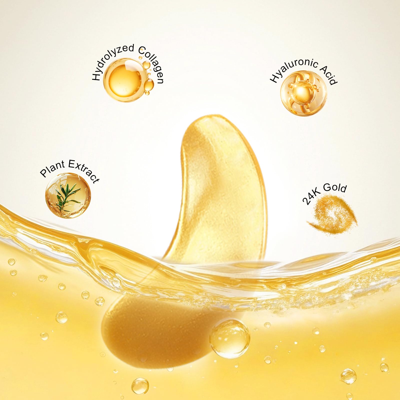 Permotary 30 Pairs Crystal Collagen Under Eye Mask, Gold Gel Collagen Eye Pad For Moisturizing, Reducing Dark Circles & Puffy Eyes (Gold)