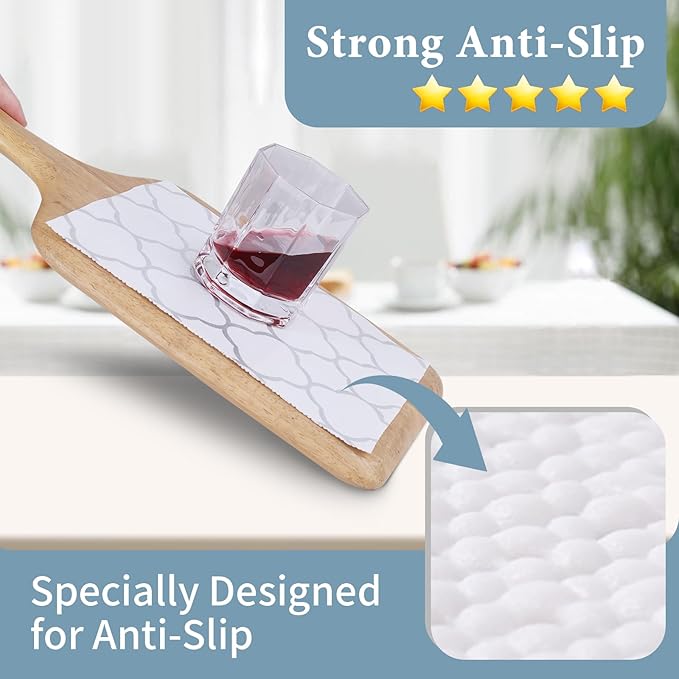 Shelf Liners for Kitchen Cabinets 12in x 30FT Non Adhesive Drawer Liner Silver Quatrefoil Shelf Liner Paper Strong Non-Slip Easy to Clean for Tool Box Refrigerator with Knife and Tape Measure