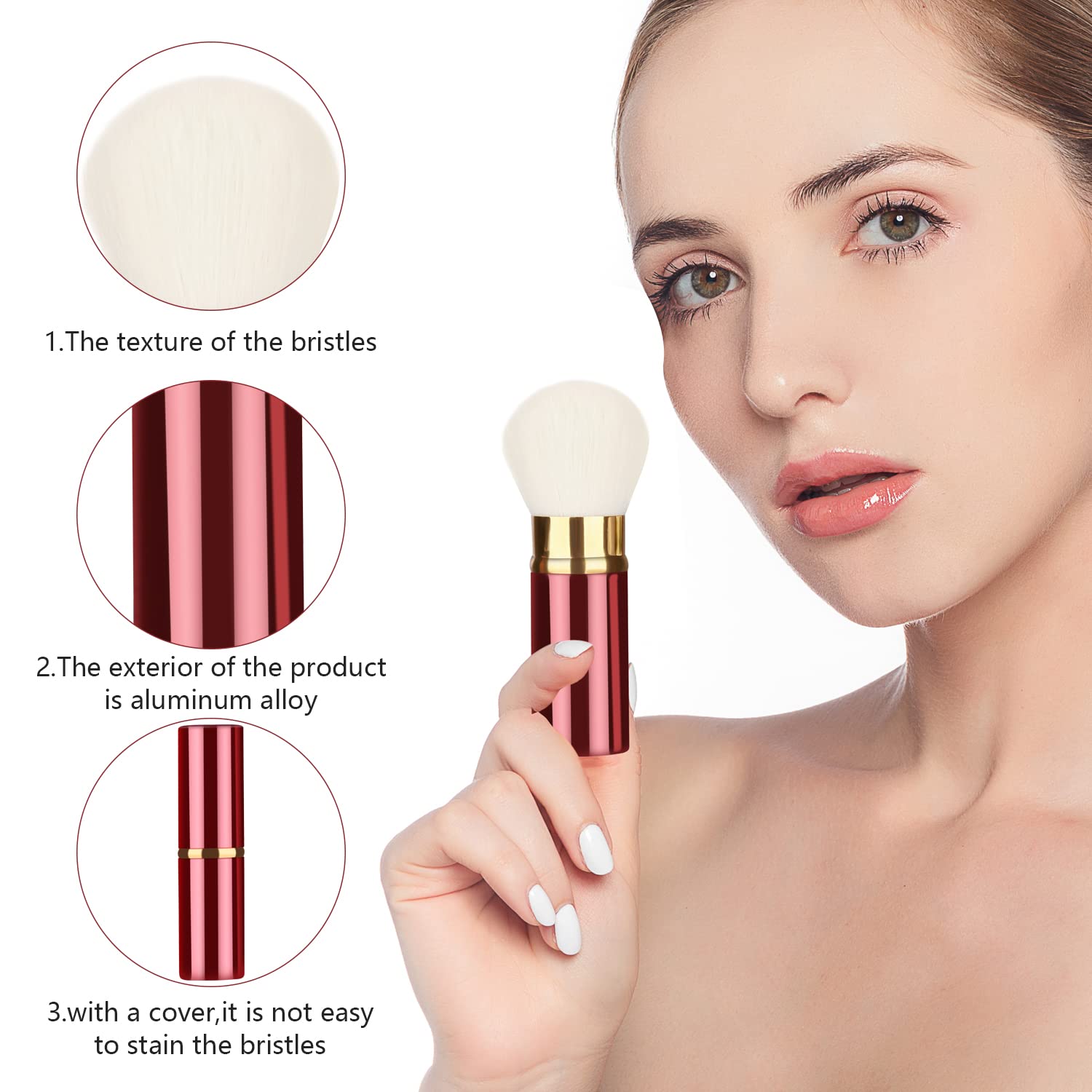 Retractable Makeup Brushes, Travel Face Kabuki Blush Brush