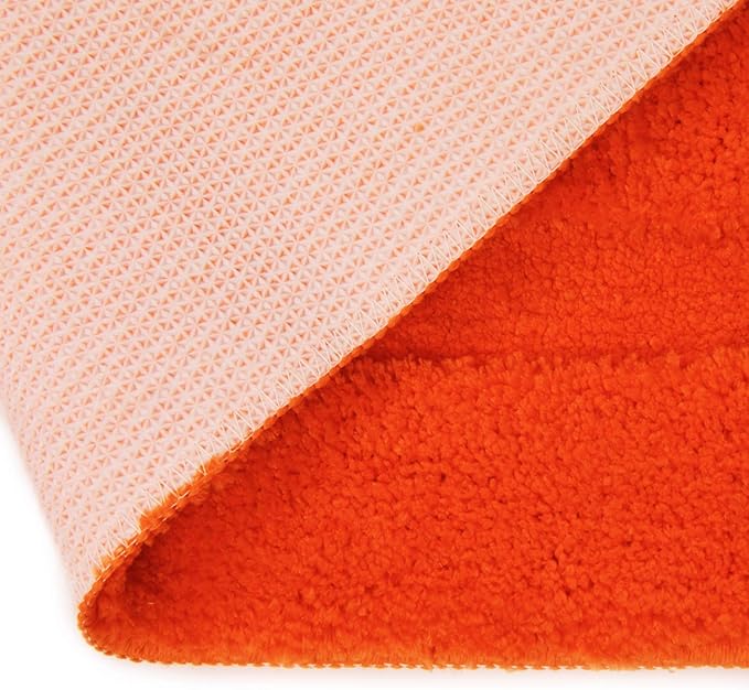 SHACOS Soft Fluffy Bathroom Rugs Set of 2 with U Shaped Toilet Contour Rug Non Slip Washable Absorbent Bath Rugs Bath Mats for Bathroom Floor (20"x24"+20"x32",Orange)