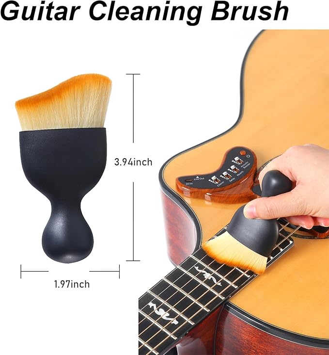 Meoctrwh Guitar Cleaning Kit, Fretboard Lemon Oil, Polish and Oil Care, Guitar String Cleaner Tool Brush String, Fret Care, Cleaning Brush & Cleaning Cloth, Extends Fretboard and String Life