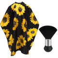 FEBSNOW Barber Cape Waterproof Professional Hair Cutting Cape Neck Duster Brush for Haircut Black Sunflower Salon Beard Hairdressing Kits 46.8 × 56 Inches
