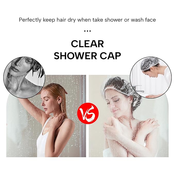 Years calm 100PS Disposable Shower Caps, Plastic Clear Shower Caps, lengthening and thickening Hair Caps for Hair dyeing assistance, Hotel and Hair Salon, Home Use, Portable Travel (Size 20.5"/52cm）