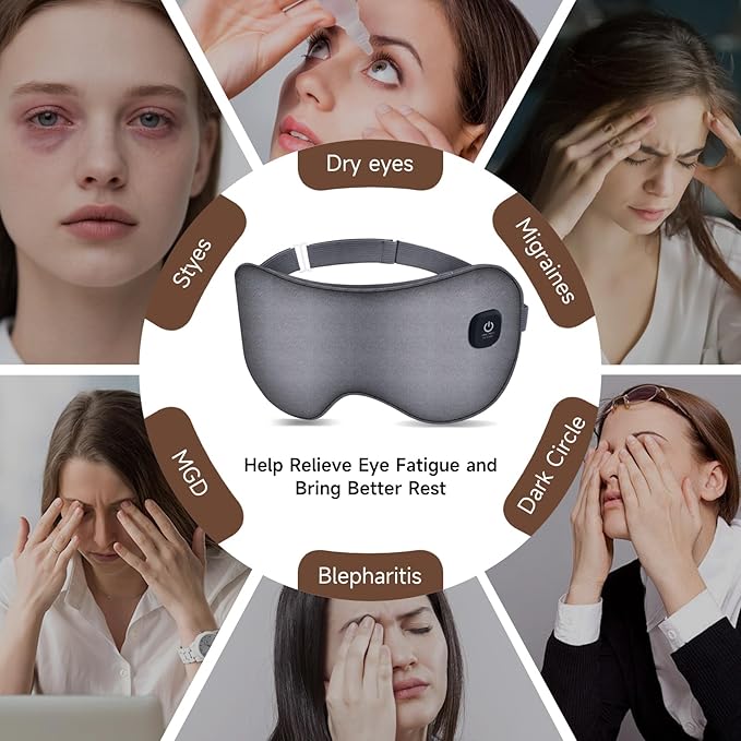 Vitelum Cordless Dual Cooling & Heating Eye Mask, Heated Eye Mask for Dry Eyes Relief, 3 Heat Settings, Washable Eye Cover, Warm Heating Pad for Stye Eye Treatment, Gel Pad for Puffy Eyes