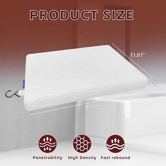 Gooo&Ma Shower Cushion, Non-Slip Air Fiber Bath Pad, White