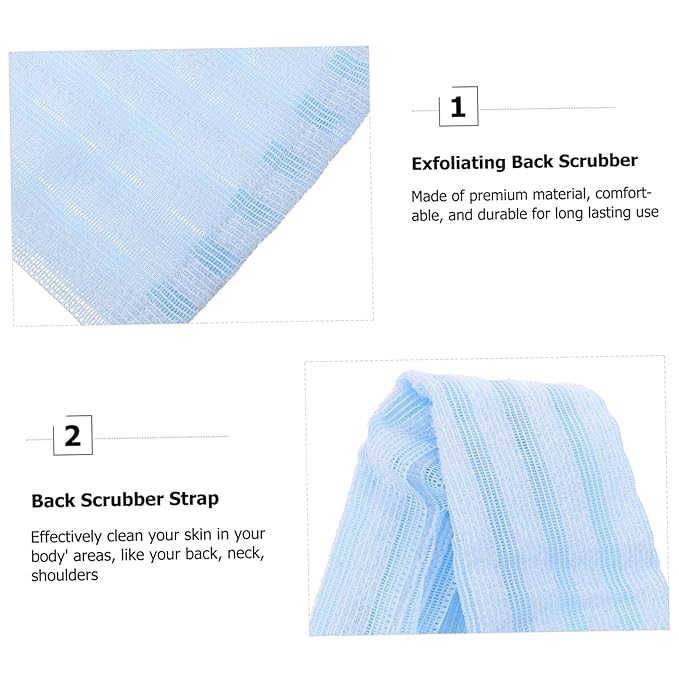 AUTSUPPL Portable Back Bath Towel Double-Sided Exfoliating Shower Scrubber Straps for for Deep Cleaning Back Neck and Shoulders
