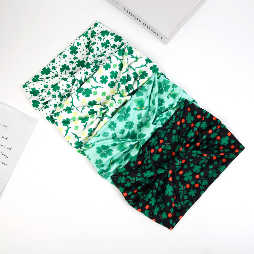 Huachi St. Patrick Headbands for Women Wide Green Shamrock Head Bands