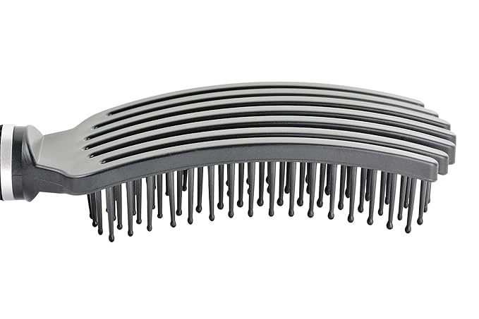 Premium Mini Tangle Buster Brush – Soft Nylon Bristles – Long Ergonomic Durable Rubber Handle – Ideal for Wet and Dry Hair & Easy Grooming, Teal and Pink Color (7 Fingers)