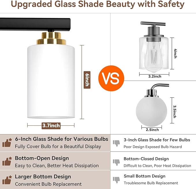 VerRon 5-Light Bathroom Light Fixtures, 31" Black & Gold Vanity Lights