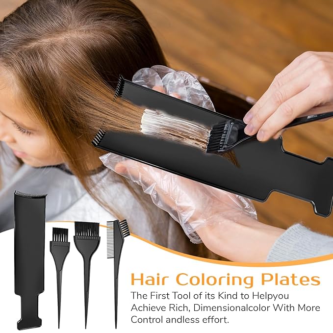 4 Pcs Balayage Highlighting Board and Brush Kit 3 Hair Dye Brush and 1 Balayage Highlightings Board with Teeth Black Hair Dye Comb for Hairs Dyes Women Hairs stylist Accessories Salon Home Use