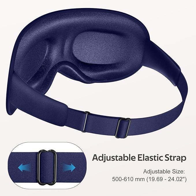 Vynix® Sleep Mask for Men Women - 100% Blackout Eye Masks for Sleep - 3D Soft Sleeping Mask for Side Sleepers - Zero Pressure Lash Extensions Eye Cover Shade for Airplane Travel Essentials, Blue