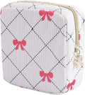 Teircno Period Bag for Women - Cute Corduroy Sanitary Napkin Storage Bag with Bow Design | Period Pouch for Daily Use, Travel | Discreet Menstrual Pouch | Pad Bags for Period Holds Pads, Tampons