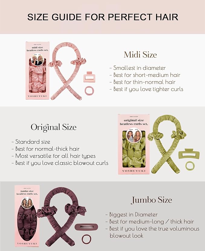 Original Heatless Curls Overnight Hair Curler to Sleep In Soft Large Hair Rollers Flexi Rods for Long Hair Blowout Look, No Heat Overnight Curls Satin Heatless Curling Rod Set with Claw Clip