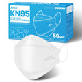 akgk KN95 Face Masks 50 Pack, 5-Ply Disposable White Face Mask Against PM 2.5 Smoke & Dust, Filtration Efficiency 95%