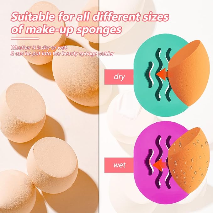 Makeup Sponge & Beauty Blender Travel Case - Shatterproof Silicone Holder, Portable Storage Organizer (Purple)