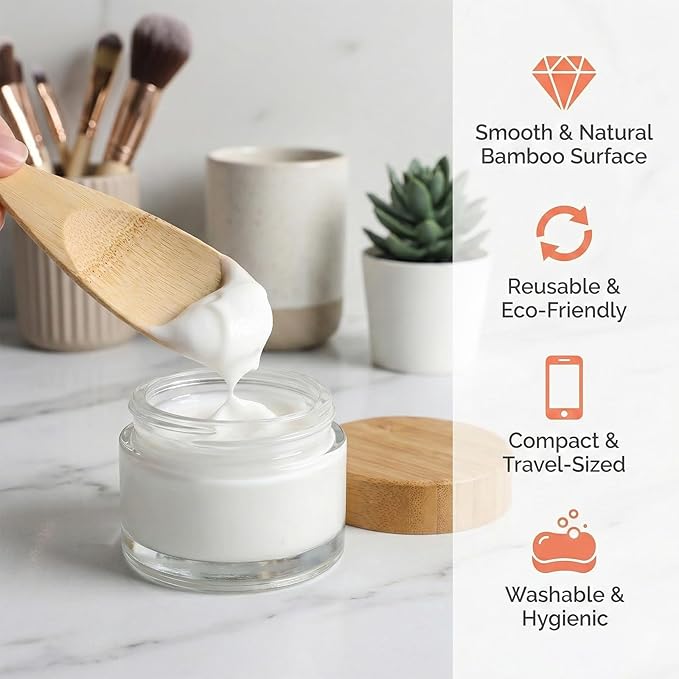 HJZHII 8 Pcs Deodorant Cream Applicators, Portable Face Applicator Bamboo Face Mask Spatula Multi-functional Beauty Spa Mini Spoon Makeup Beauty Tools Set for Deodorant Cream Cosmetic Mask Mud Clay