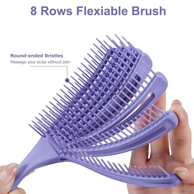 Detangler Brush for Curly Hair, Hairbrush for Wet Dry Thick Thin, Easily Comb Through Curl Hair and Reduces Breakage, Curly Brush for Women Men Kid (Purple)