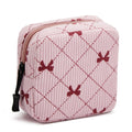ZOEMTIU Small Makeup Bag for Purse,Mini Cosmetics Bag cute Zipper corduroy Cosmetic Pouch Storage Pouch Travel Toiletry Organizer for Women Girls(Bowknot Pink)