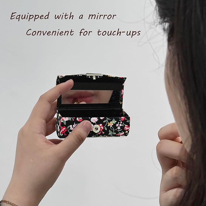 MIAO JIN Lipstick Case with Mirror Small Lipstick Holder for Purse