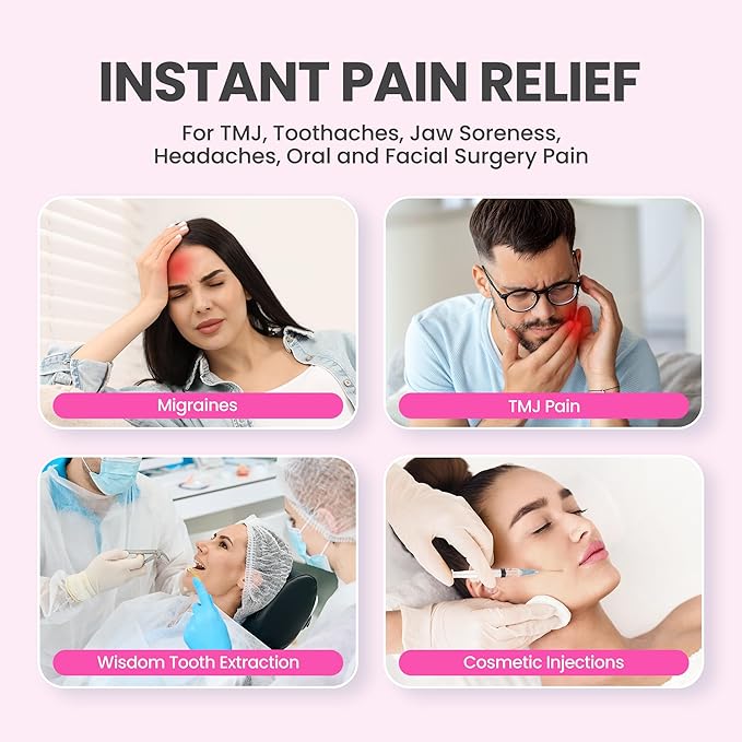 LotFancy Face Ice Pack Wrap with 4 Reusable Hot Cold Therapy Gel Packs, Pain Relief for TMJ, Wisdom Teeth, TMD, Oral and Facial Surgery, Dental Implants, Pink