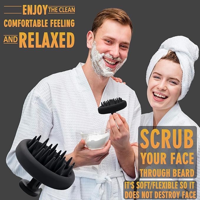 Beard Brush for Men, Silicone Beard Scrubber for Deep Cleansing
