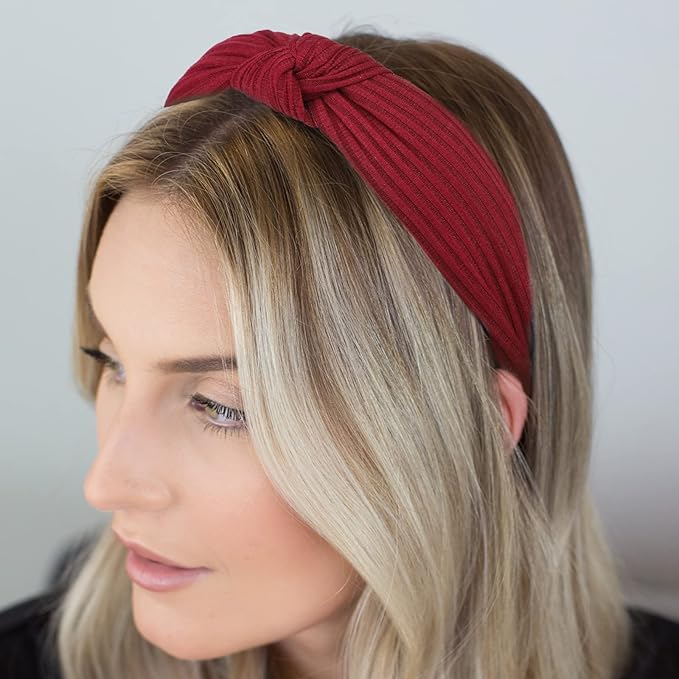 DRESHOW 8 Pack Knotted Headbands for Women Wide Turban Headband Yoga Exercise Ribbing Head Wraps Hair Bands Accessories