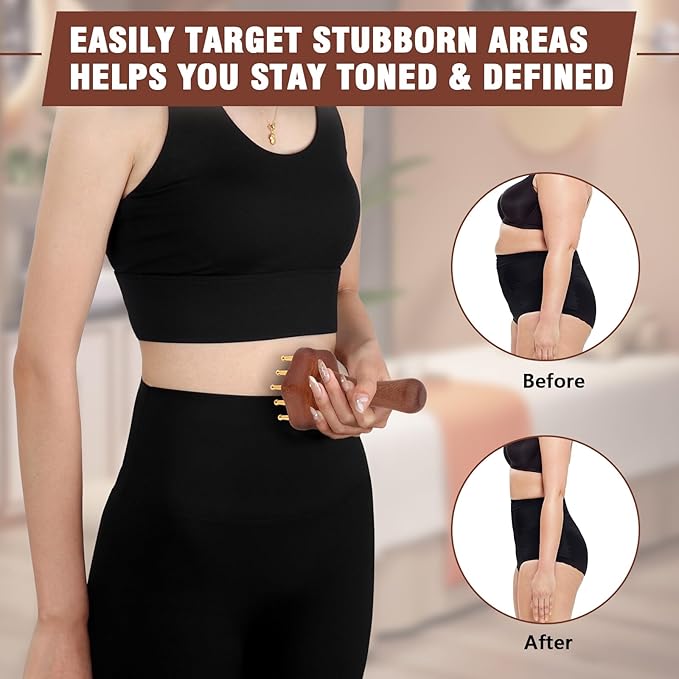 KintKita Wood Therapy Massage Tools,Lymphatic Drainage Massager Helps Reduce Cellulite for Belly Arms & Legs, Anti Cellulite Massager Body Sculpting Tools for Body Contouring & Muscle Relief