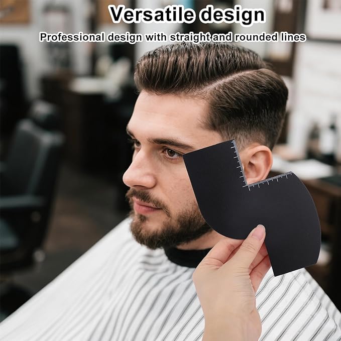 lasuroa Color Enhancement Barber Card, S Shape Black Hairline Tool Lineup Pencil Kit with Measurement Indicators Color Spray Edge Hair Line Up Card Essentials Supplies Accessories for Beard & Hair