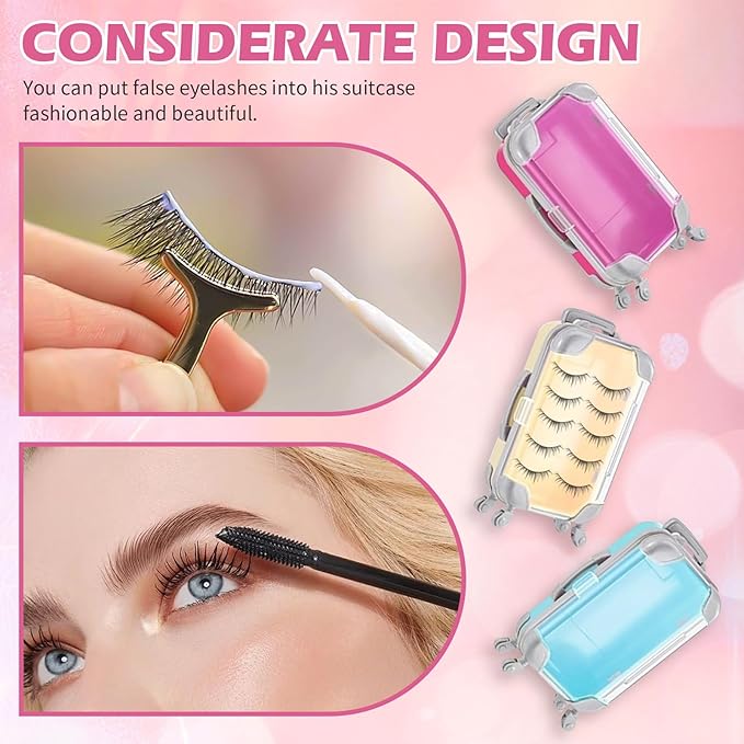 Kuabiz 20 Pack Mini Suitcase Party Favor Box Plastic Suitcase Gift Box Mini Luggage Storage Box Empty Candy False Eyelashes Box for Travel Bachelorette Party Bridesmaid Bridal Shower Decorations