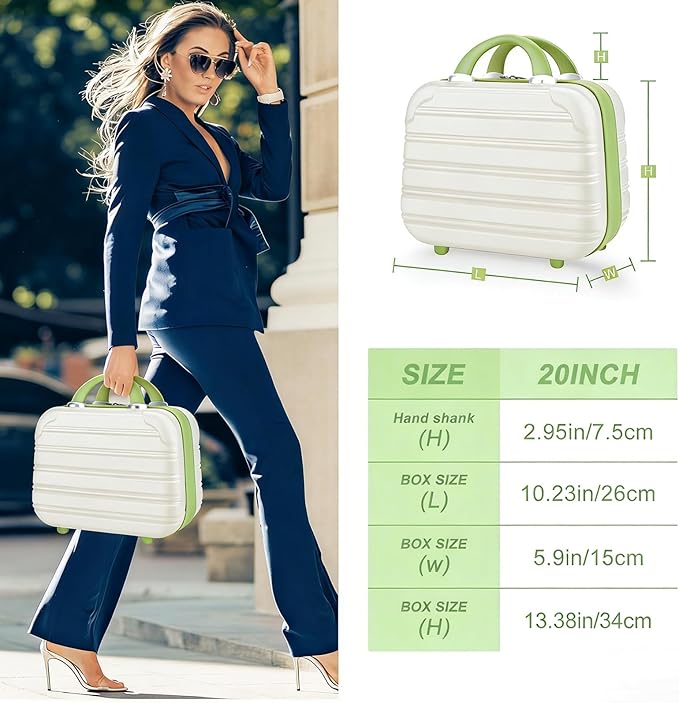 JZRTravel 14 Inch Hard Makeup Train Case PC ABS Portable Cosmetic Travel Case Mini Suitcase Organizer for Make up Toiletries Toys Clothes Storage with Handle Elastic Strap