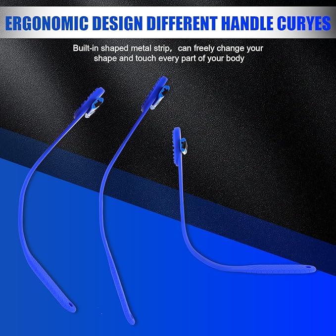 Back& Body Shaver for Men,Back Hair Trimmer for Men with Long Bendable Ergonomic Silicone Handle,10 of The Wet or Dry Disposable Razor Blades,Bath Brush Included(Blue)