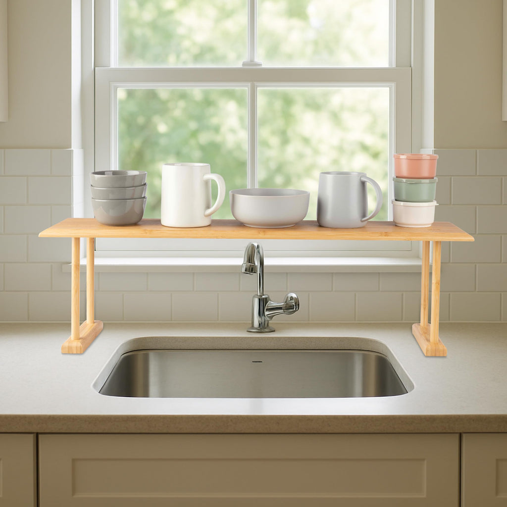 Lavish Home Bamboo Sink Shelf, Natural, 30” x 6.25” x 9.25”