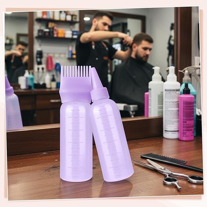 Pimoys Root Comb Hair Dye Oil Applicator Bottles For Scalp Brush, Purple