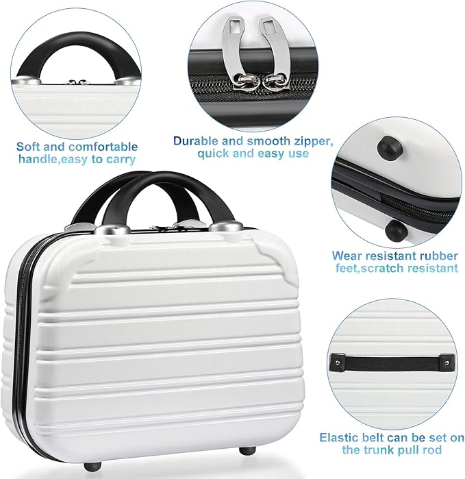 JZRTravel 14-Inch Makeup Train Case Hardshell PC+ABS Travel Cosmetic Organizer, Makeup Storage Box for Toiletry Durable Portable Gifts for Women.