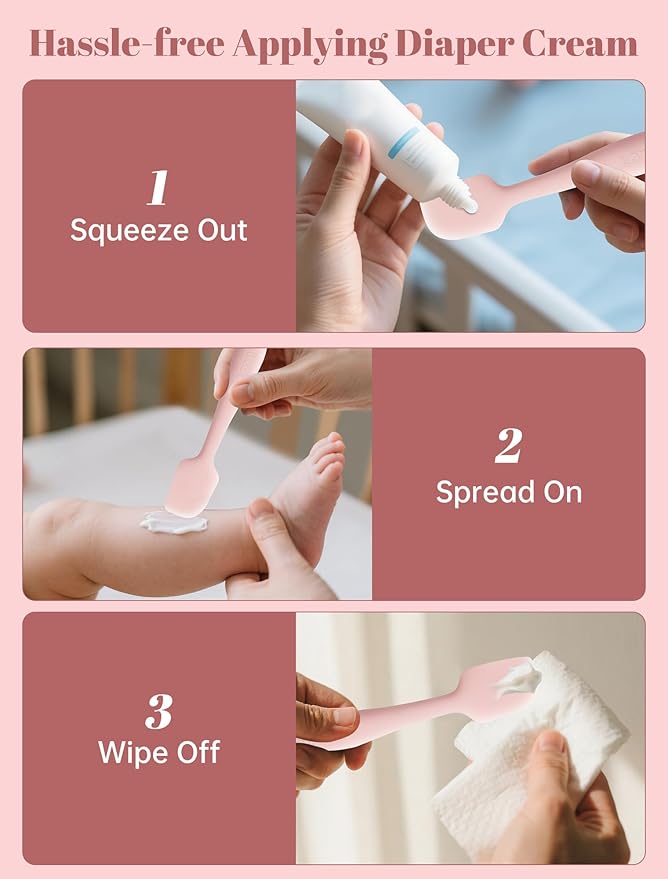 Diaper Cream Spatula, 2 Pack Butt Spatula Baby, Full-Size + Mini Silicone Diaper Cream Applicator for Babies, Newborn Baby Necessities (Blue)