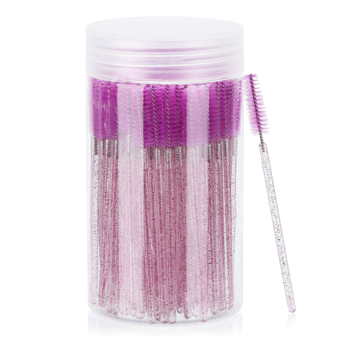 100 Pcs Disposable Eyelash Brush, Mascara Wands Makeup Brushes Applicators Kits for Eyelash Extensions, Eyebrow Brush with Container (Pink, Black)